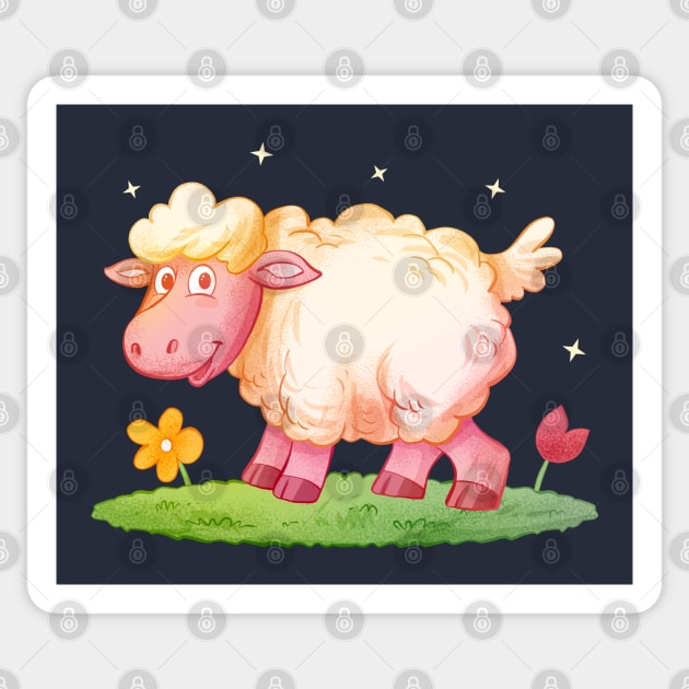 Hand Drawn Cartoon Sheep Sticker by Mako Design 